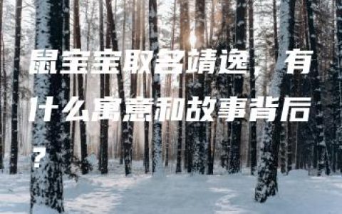 鼠宝宝取名靖逸，有什么寓意和故事背后？