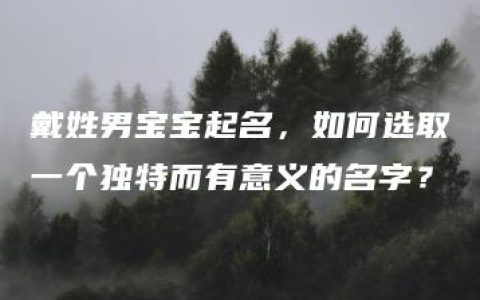 戴姓男宝宝起名，如何选取一个独特而有意义的名字？