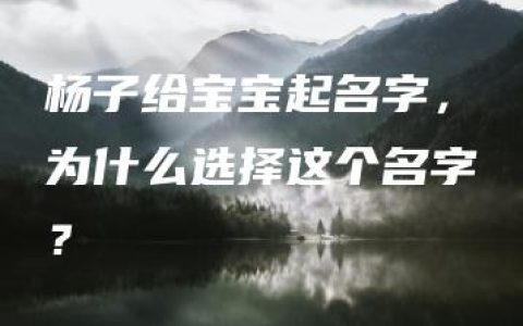 杨子给宝宝起名字，为什么选择这个名字？