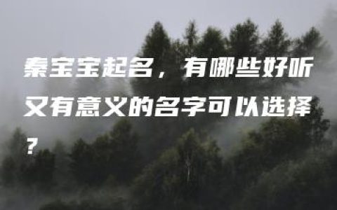 秦宝宝起名，有哪些好听又有意义的名字可以选择？