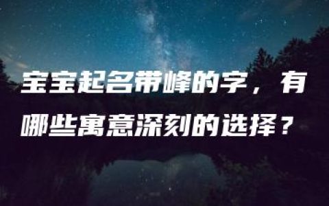 宝宝起名带峰的字，有哪些寓意深刻的选择？