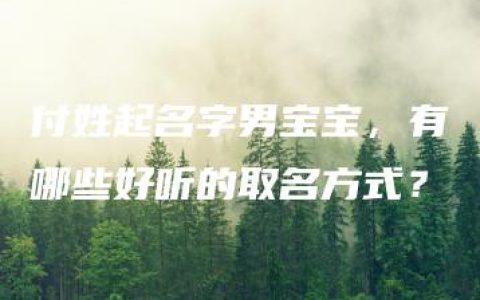 付姓起名字男宝宝，有哪些好听的取名方式？