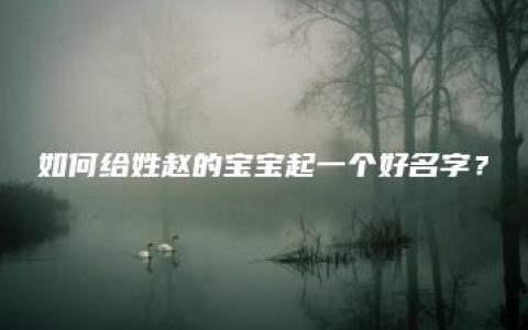 如何给姓赵的宝宝起一个好名字？