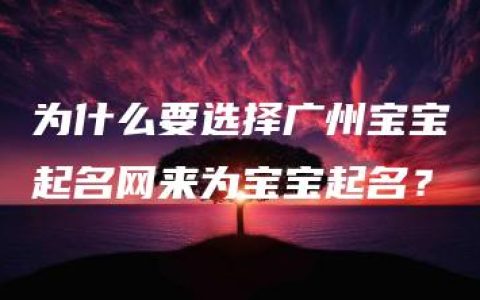 为什么要选择广州宝宝起名网来为宝宝起名？