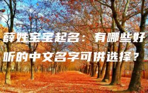 薛姓宝宝起名：有哪些好听的中文名字可供选择？