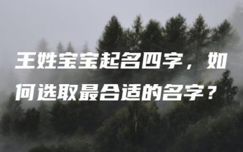 王姓宝宝起名四字，如何选取最合适的名字？