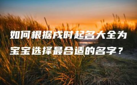 如何根据戌时起名大全为宝宝选择最合适的名字？