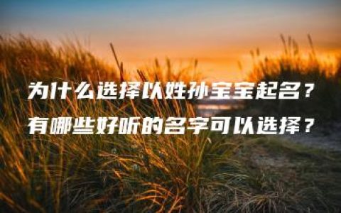 为什么选择以姓孙宝宝起名？有哪些好听的名字可以选择？