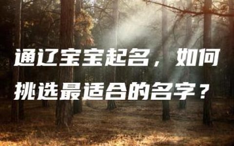 通辽宝宝起名，如何挑选最适合的名字？