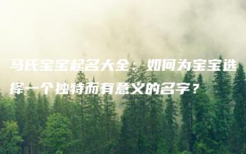 马氏宝宝起名大全：如何为宝宝选择一个独特而有意义的名字？