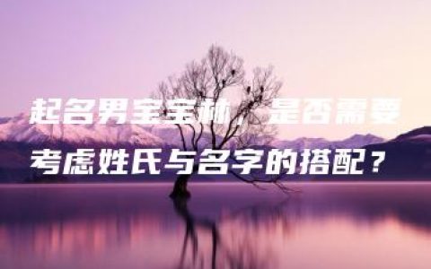 起名男宝宝林，是否需要考虑姓氏与名字的搭配？