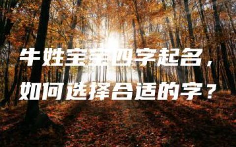 牛姓宝宝四字起名，如何选择合适的字？