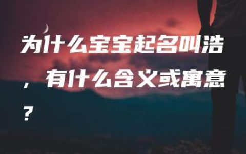 为什么宝宝起名叫浩，有什么含义或寓意？