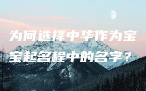 为何选择中华作为宝宝起名程中的名字？