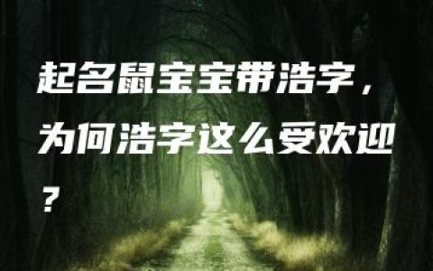 起名鼠宝宝带浩字，为何浩字这么受欢迎？