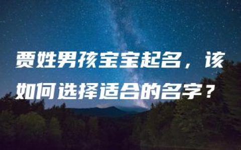 贾姓男孩宝宝起名，该如何选择适合的名字？