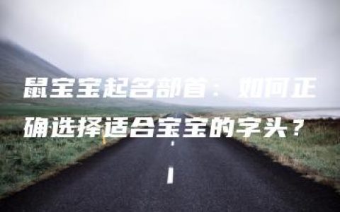 鼠宝宝起名部首：如何正确选择适合宝宝的字头？