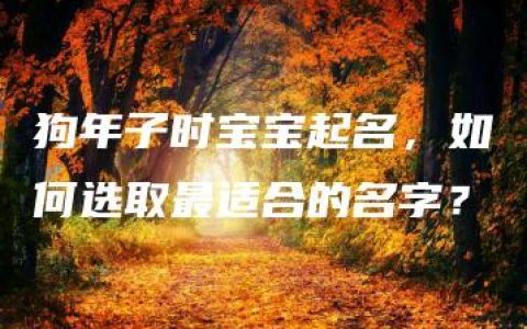 狗年子时宝宝起名，如何选取最适合的名字？