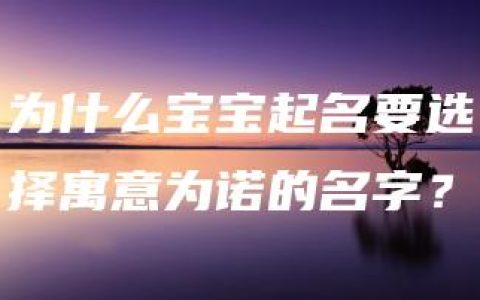 为什么宝宝起名要选择寓意为诺的名字？