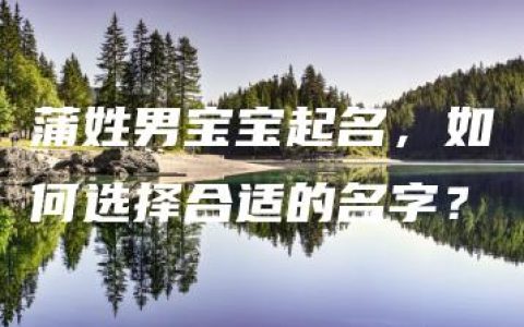 蒲姓男宝宝起名，如何选择合适的名字？