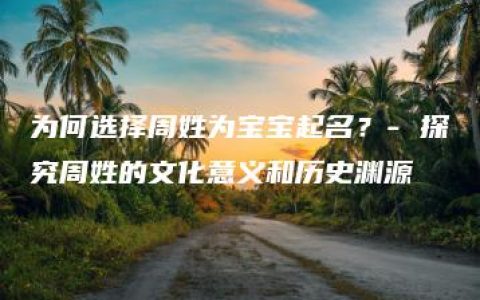 为何选择周姓为宝宝起名？- 探究周姓的文化意义和历史渊源