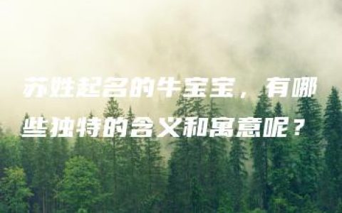 苏姓起名的牛宝宝，有哪些独特的含义和寓意呢？