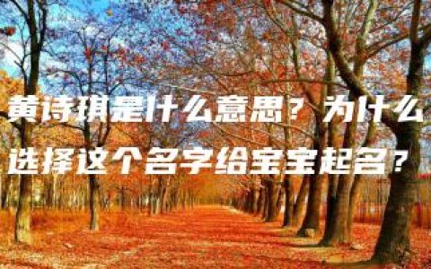 黄诗琪是什么意思？为什么选择这个名字给宝宝起名？