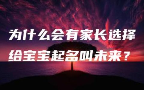 为什么会有家长选择给宝宝起名叫未来？