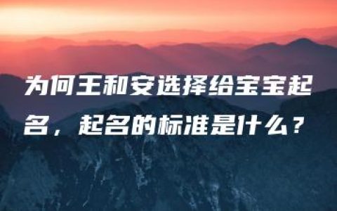 为何王和安选择给宝宝起名，起名的标准是什么？