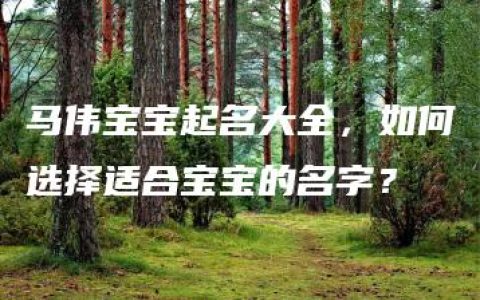 马伟宝宝起名大全，如何选择适合宝宝的名字？