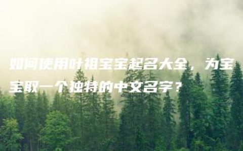 如何使用叶祖宝宝起名大全，为宝宝取一个独特的中文名字？