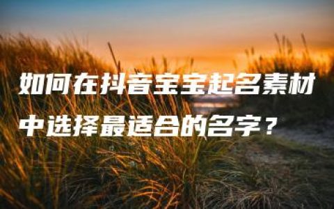 如何在抖音宝宝起名素材中选择最适合的名字？