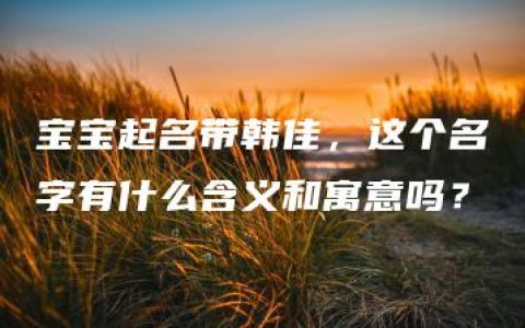 宝宝起名带韩佳，这个名字有什么含义和寓意吗？