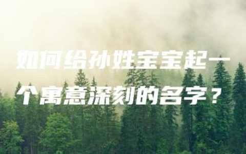 如何给孙姓宝宝起一个寓意深刻的名字？