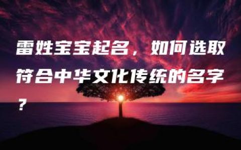 雷姓宝宝起名，如何选取符合中华文化传统的名字？