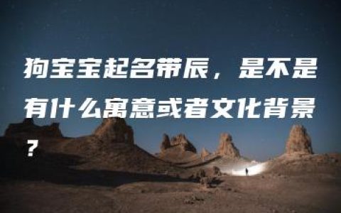 狗宝宝起名带辰，是不是有什么寓意或者文化背景？