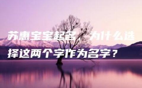 苏惠宝宝起名，为什么选择这两个字作为名字？