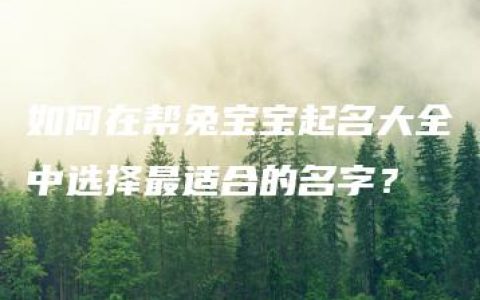 如何在帮兔宝宝起名大全中选择最适合的名字？