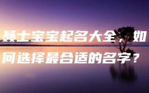 聂士宝宝起名大全，如何选择最合适的名字？