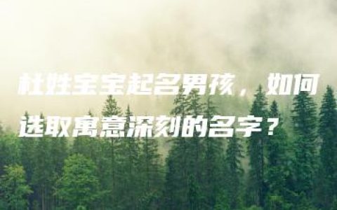 杜姓宝宝起名男孩，如何选取寓意深刻的名字？