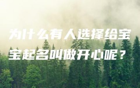 为什么有人选择给宝宝起名叫做开心呢？