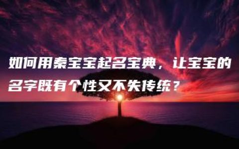 如何用秦宝宝起名宝典，让宝宝的名字既有个性又不失传统？