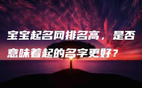 宝宝起名网排名高，是否意味着起的名字更好？