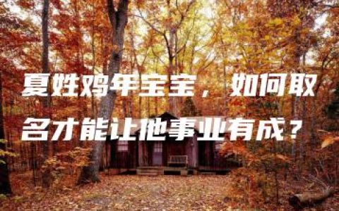 夏姓鸡年宝宝，如何取名才能让他事业有成？