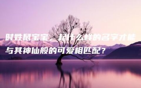 时姓鼠宝宝，起什么样的名字才能与其神仙般的可爱相匹配？