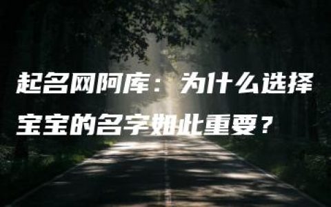 起名网阿库：为什么选择宝宝的名字如此重要？