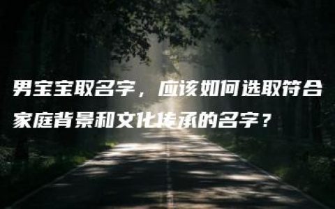 男宝宝取名字，应该如何选取符合家庭背景和文化传承的名字？