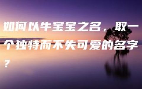 如何以牛宝宝之名，取一个独特而不失可爱的名字？