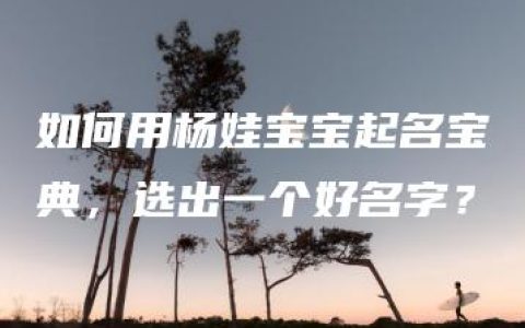 如何用杨娃宝宝起名宝典，选出一个好名字？