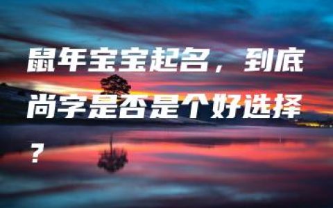 鼠年宝宝起名，到底尚字是否是个好选择？